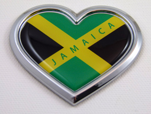 Jamaica Heart 3D Adhesive Chrome Emblem