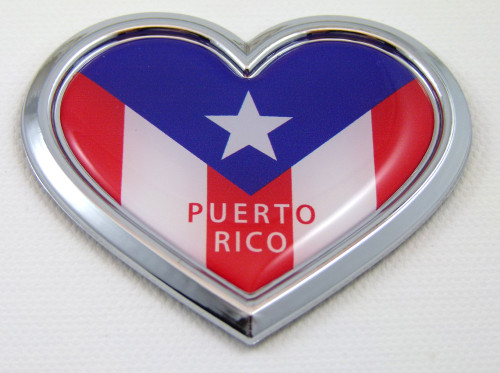 Puerto Rico Heart 3D Adhesive Chrome Emblem