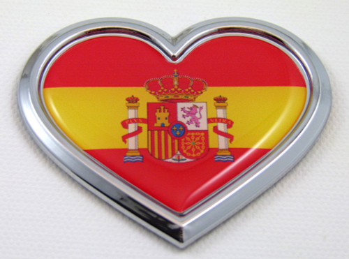 Spain Heart 3D Adhesive Chrome Emblem