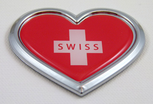Swiss Heart 3D Adhesive Chrome Emblem