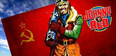 johnny red with flag sticker