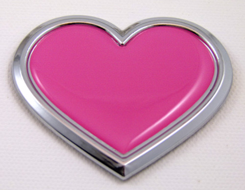 Pink Heart Chrome Auto Emblem