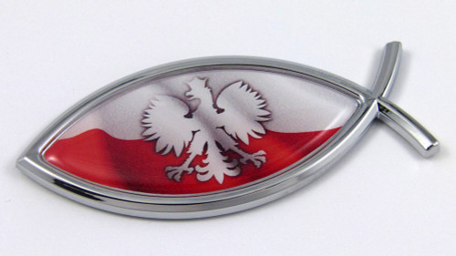 Poland Jesus Fish 3D Auto Emblem