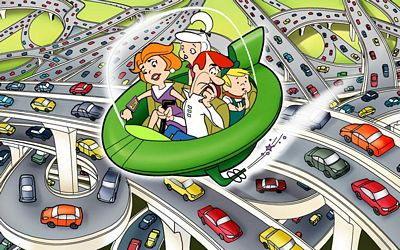 the jetsons traffic jam sticker