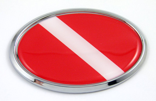 Diver oval 3D adhesive chrome car emblem