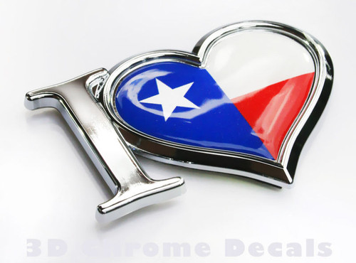 I Love Texas State Flag Chrome Emblem Sticker Car Bike Badge