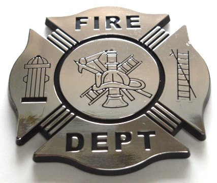 Fire Department Crest Black and Chrome Emblem