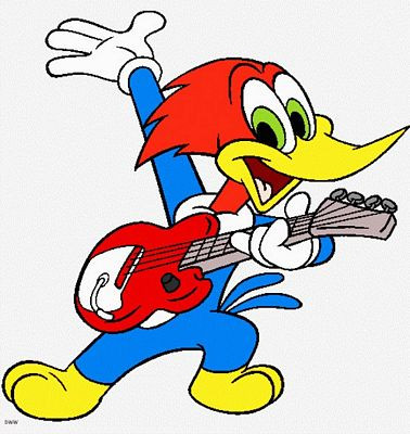 Woody Woodpecker Playing Guitar Sticker