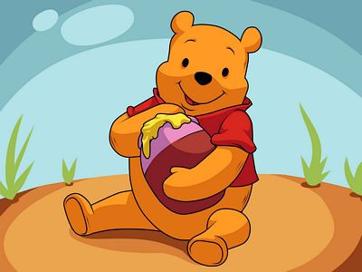 Winnie the Pooh Eat Honey Wallpaper Sticker