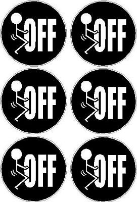 1 FUCK OFF round b&w sticker set
