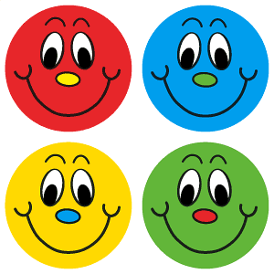 smiley face happy 4 pack stickers