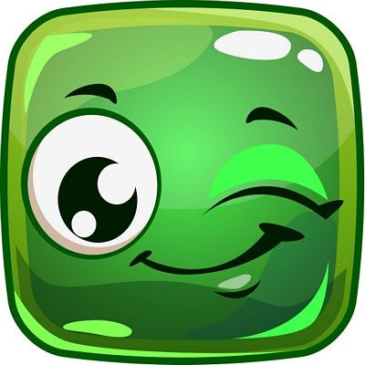 smiley wink green square sticker