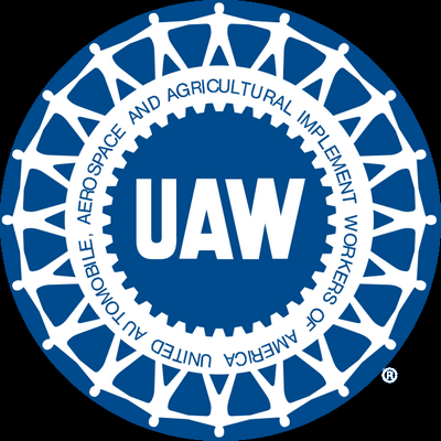 UAW logo Wheel White Blue auto sticker