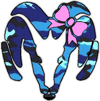 Dodge Ram Head with Bow Decal - BLUE CAMO