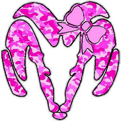 Dodge Ram Head with Bow Decal - PINK CAMO