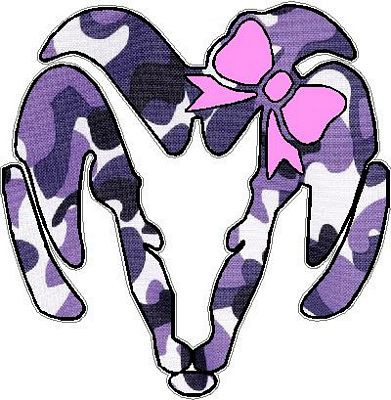 Dodge Ram Head with Bow Decal - PURPLE CAMO