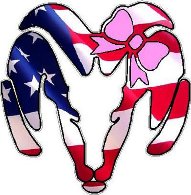Dodge Ram Head with Bow Decal - USA FLAG