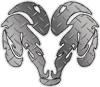 Dodge Ram Tribal Logo - Diamond Plate SILVER