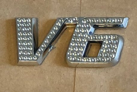 V6 Bling Chrome Emblem