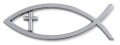 Christian Fish Outline With Cross Chrome Emblem SMALL