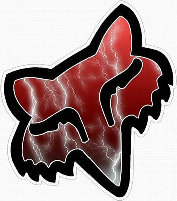 F Head LIGHTNING Red auto racing sticker