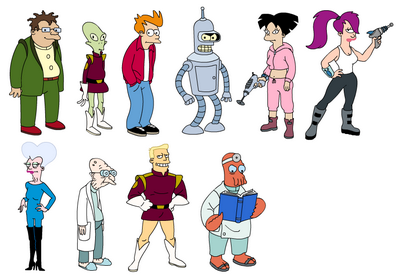 Futurama Cast White Background Rectangular Decal