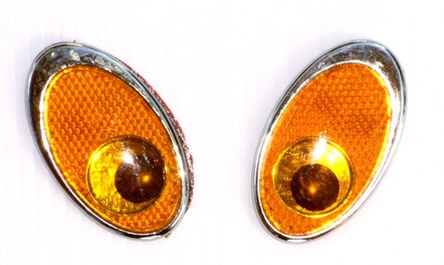 Reflective Amber EYES Emblems PAIR