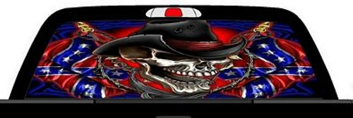 RWG rebel flag cowboy skull rear window see thru graphic
