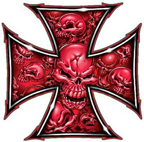 Red Skull Ironcross Color Decal