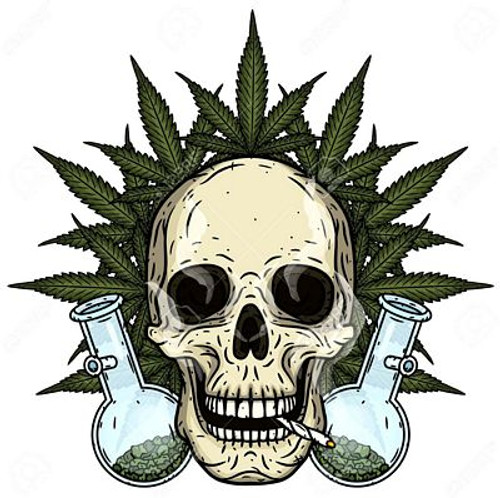skull with bong and marijuana leaves rastaman skull with cannabis leafs and spliff sticker