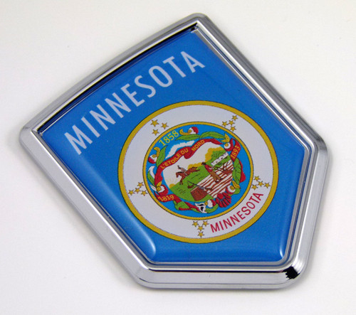 Minnesota US state flag domed chrome emblem car badge decal