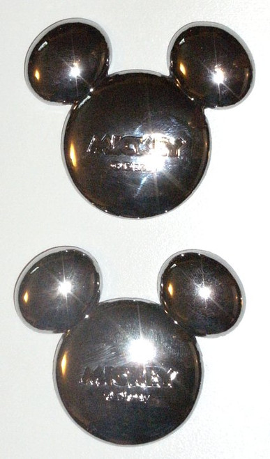 Mickey Ears Solid Metal Chrome Emblems PAIR