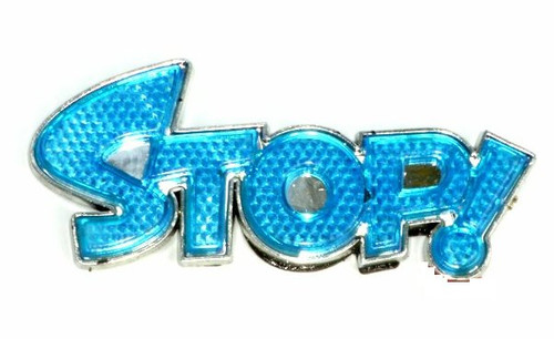 Reflective STOP Blue Emblems PAIR
