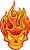 skull with cool orange flame design sticker