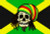 skull with dreadlocks with rasta hat and jamaica flag