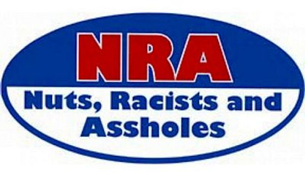 NRA OVAL NUTS RACISTS AND ASSHOLES STICKER