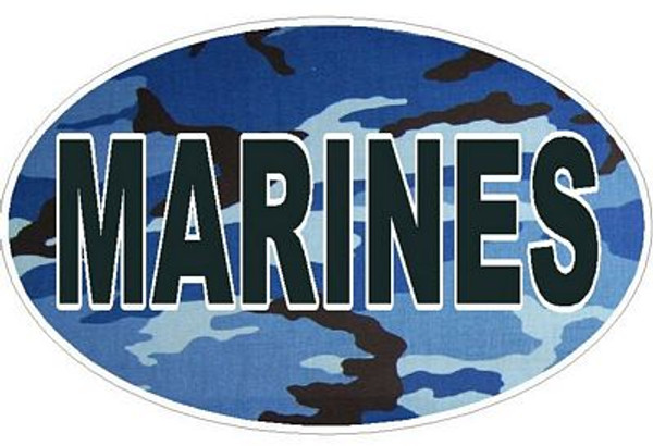 CAMO BLUE OVAL MARINES DECAL