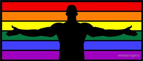 GAY MAN ARMS OUT PRIDE FLAG STICKER