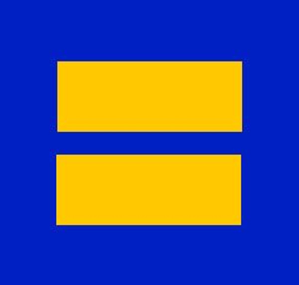 Gay Pride Equal logo EVERYONES EQUAL blue and yellow STICKER