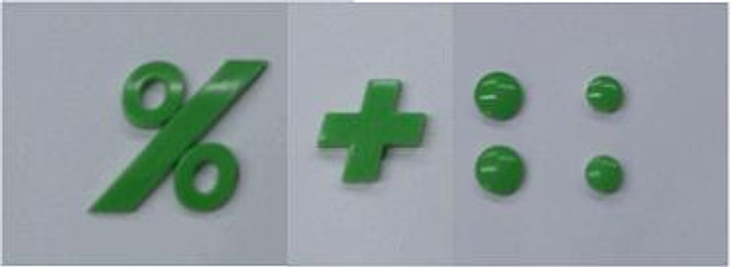Style 2 GREEN Italic Punctuation Marks 1.2"