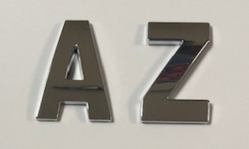Style 3 Large Condensed Chrome Letters A-Z 2.2"