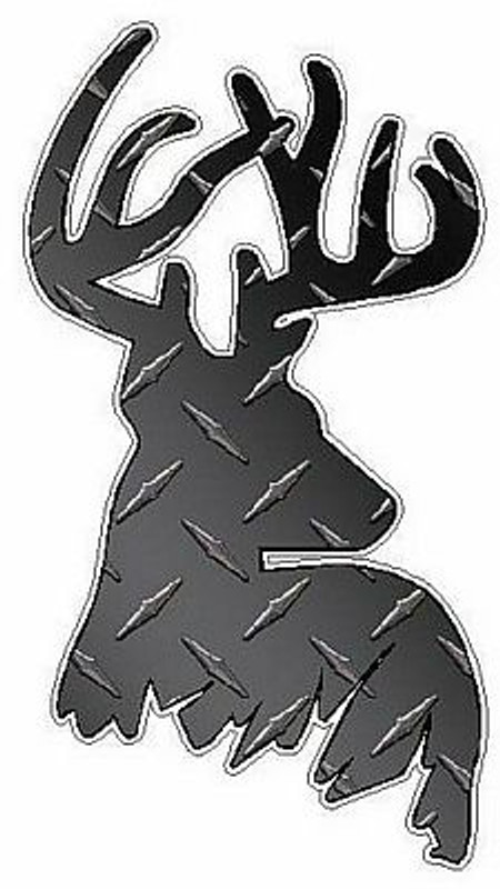 Deer Head Decal 44 - Daimondplate Black