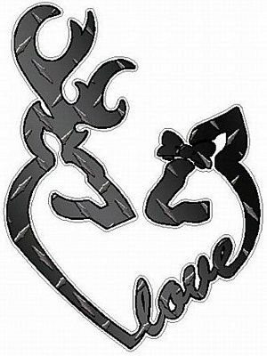 DEER HEADS HEART FILLS with LOVE diamondplate black