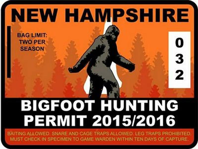 NEW HAMPSHIRE BIGFOOT HUNTING STICKER