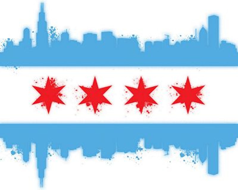 Illinois CHICAGO FLAG WITH SKYLINE STICKER
