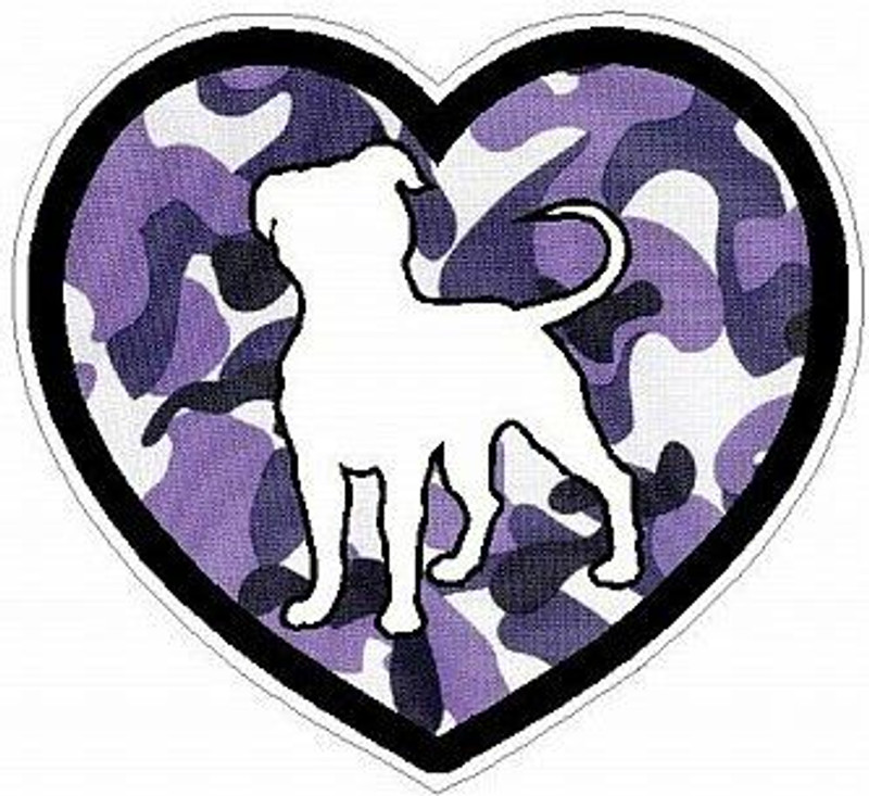 PITBULL HEART STICKER FILLS camo purple