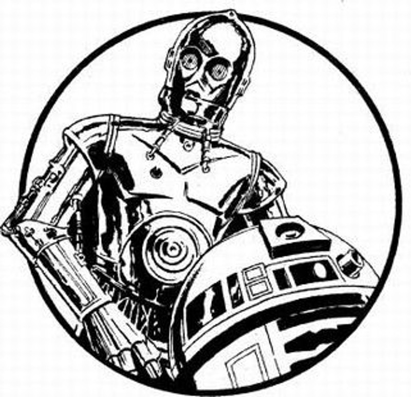 C3PO and r2d2 circular die cut decal
