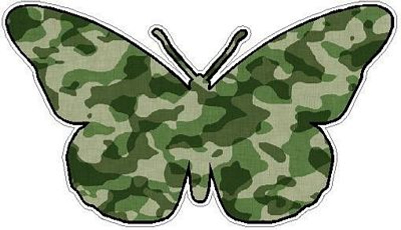 Butterfly Camo Sticker 1 - GREEN