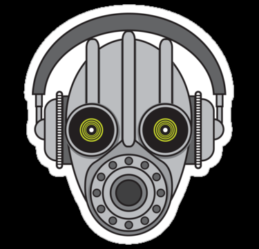 robot in gas mask sticker