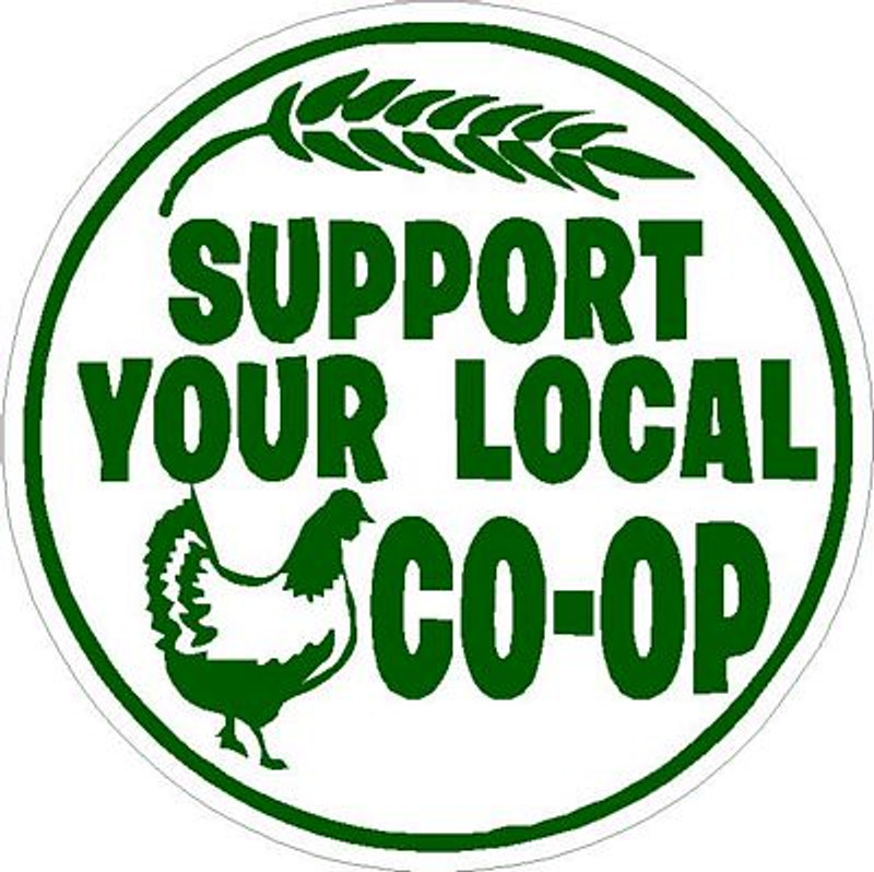 support your local co-op farmer sticker green white